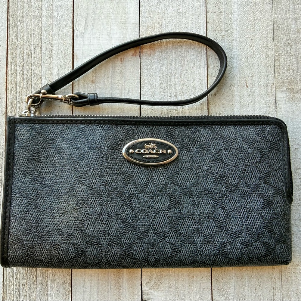 Coach Charcoal and Black Wristlet